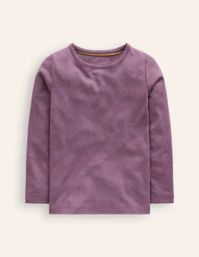 Long Sleeve Pointelle Top-Bramble Purple