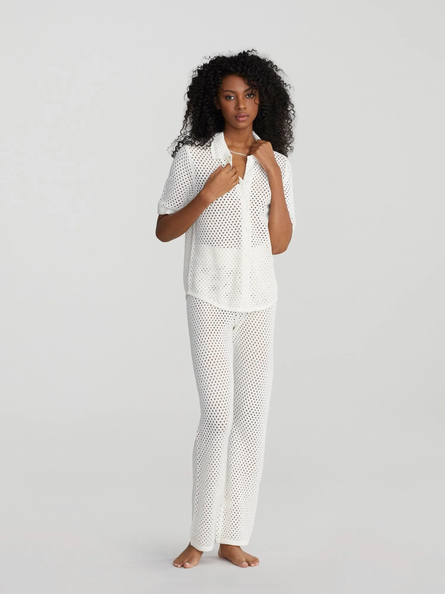 Marah Crochet Polo Top