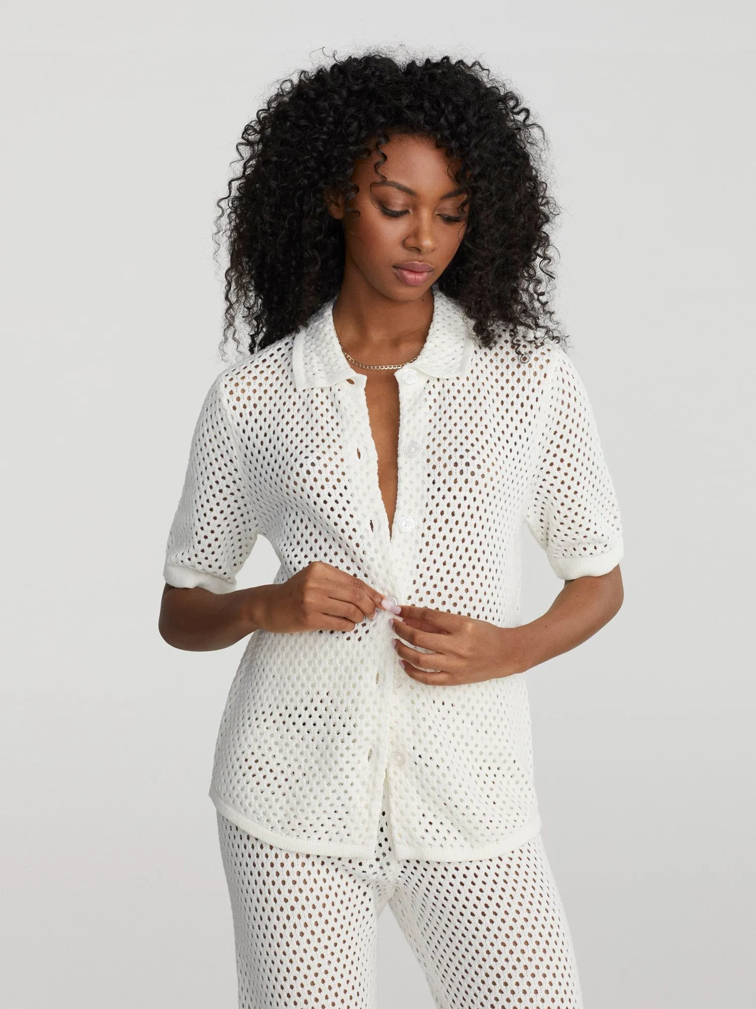 Marah Crochet Polo Top