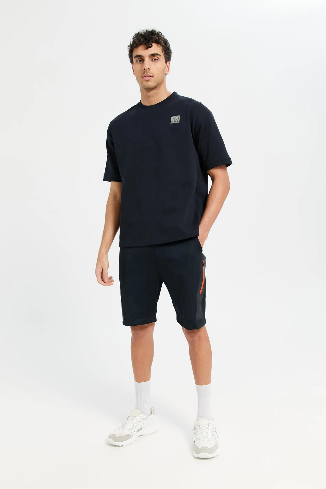 Men Black Embroidered T-Shirt