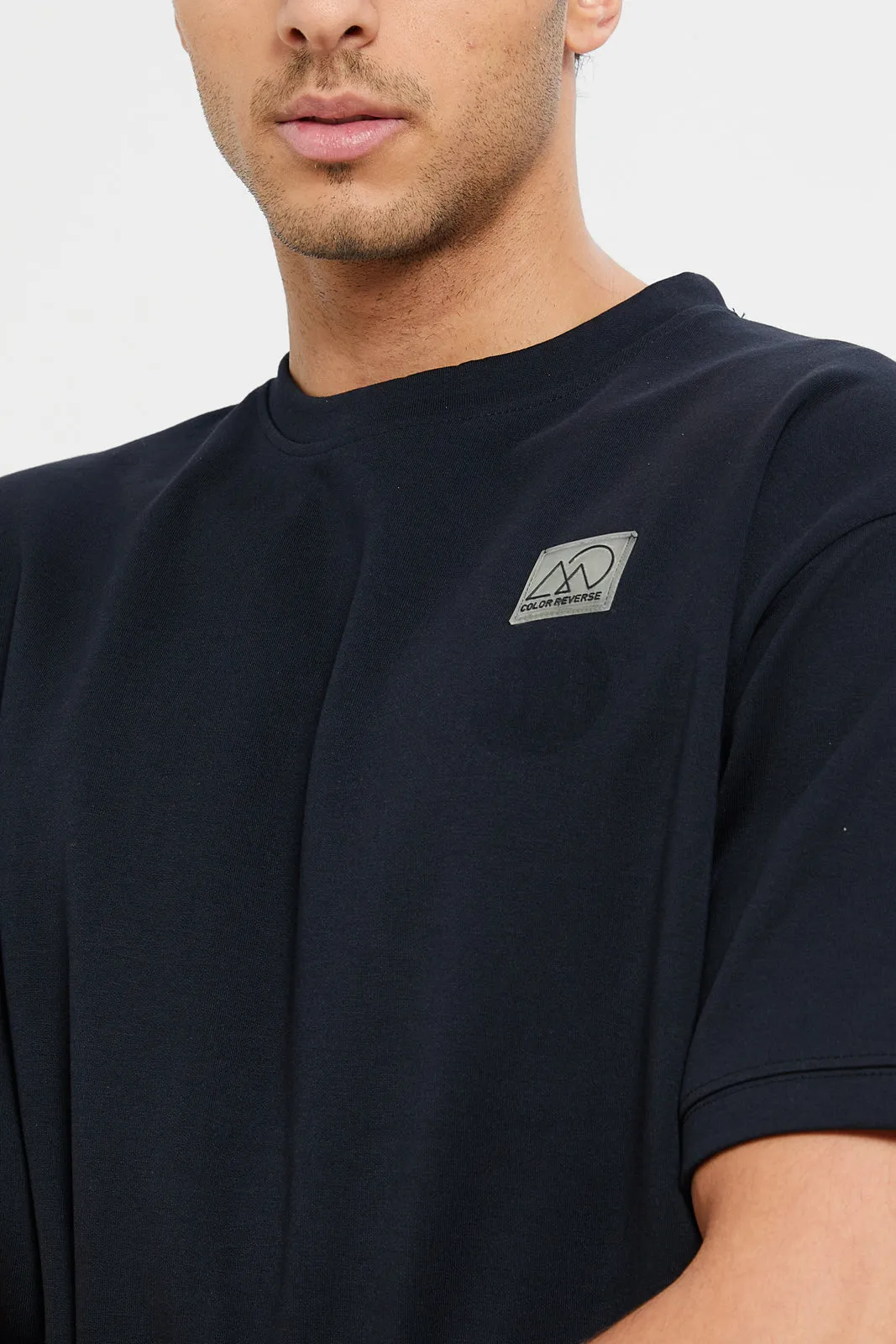 Men Black Embroidered T-Shirt