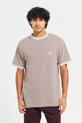 Men Brown Pique Logo T-Shirt