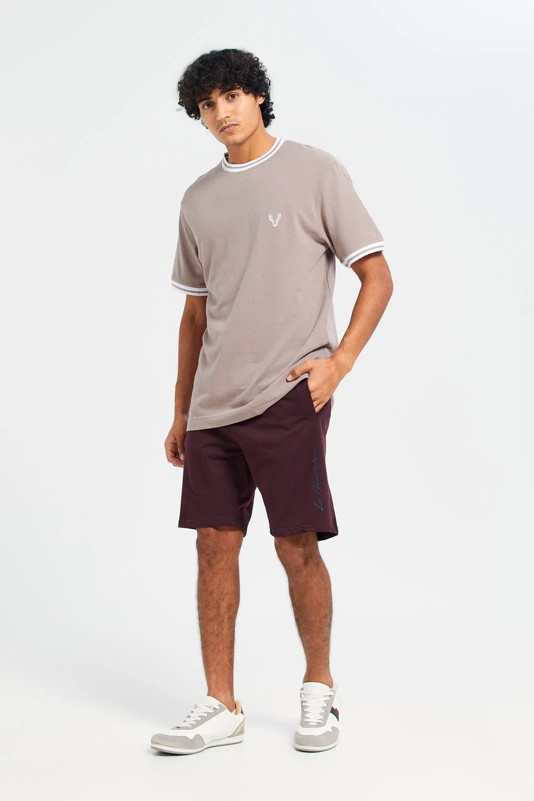 Men Brown Pique Logo T-Shirt