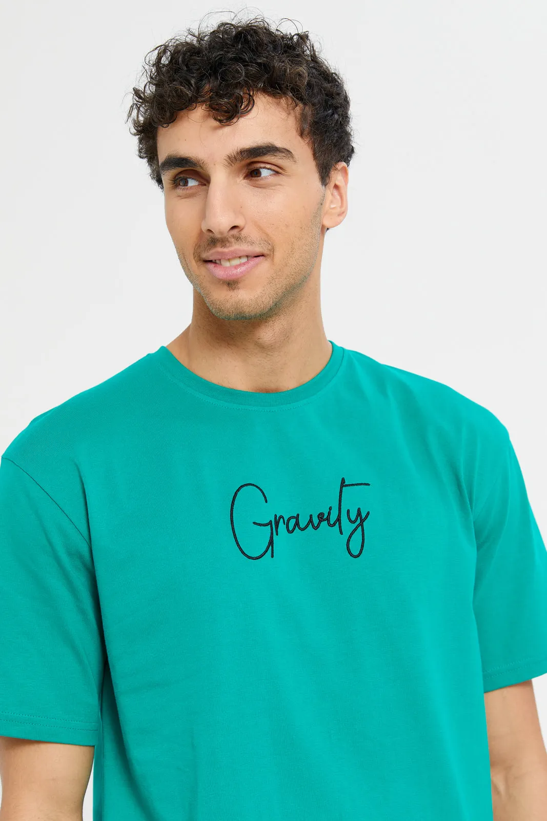 Men Teal Printed T-Shirt