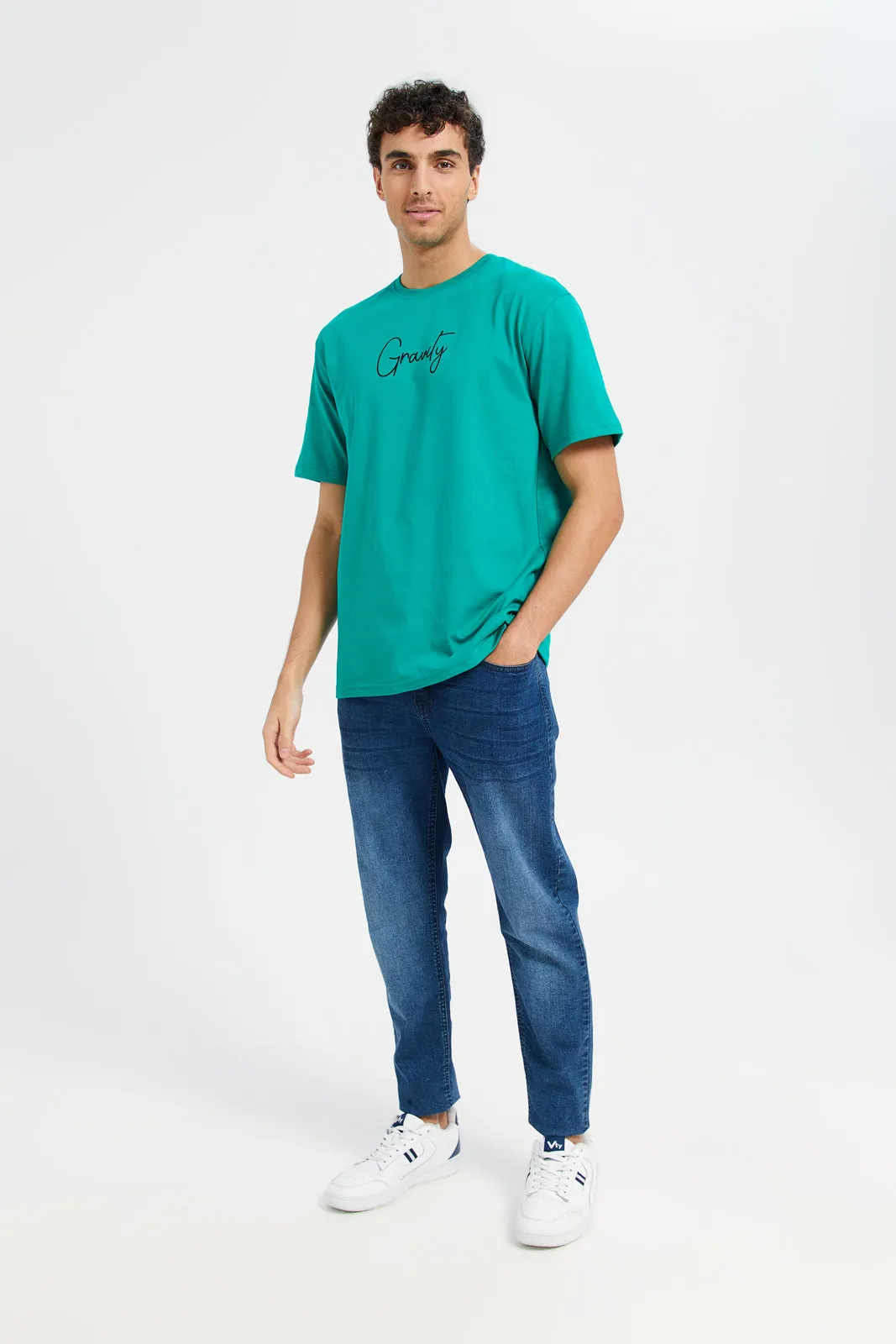 Men Teal Printed T-Shirt