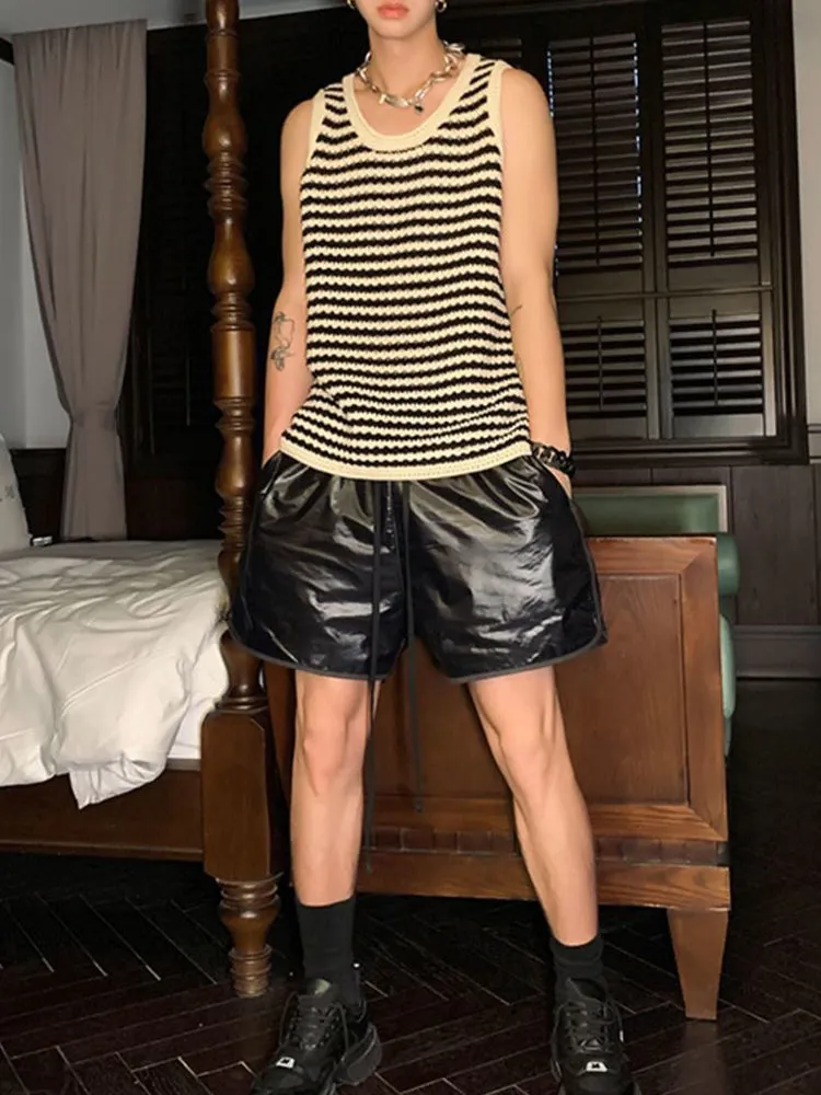 Mens Loose Cut Out Striped Knit Top