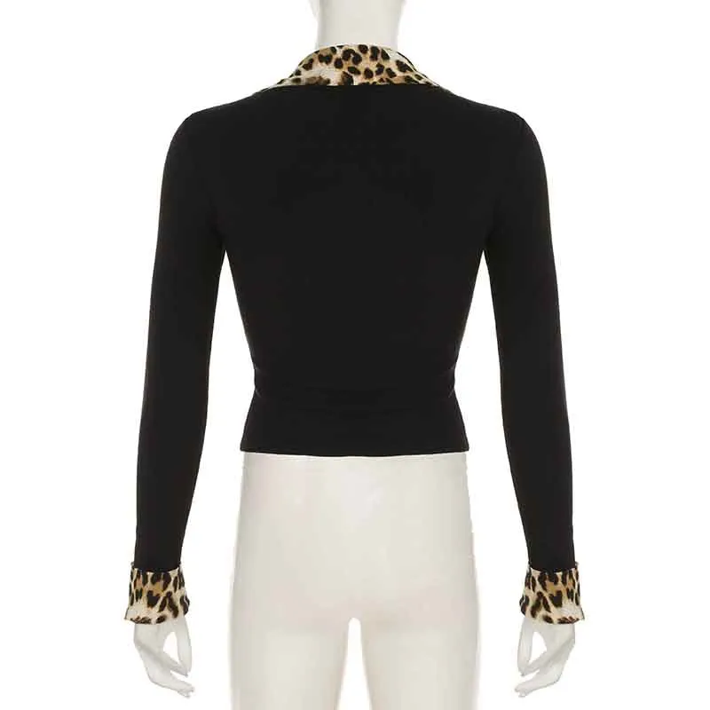 Mimi Leopard Trim Polo Top