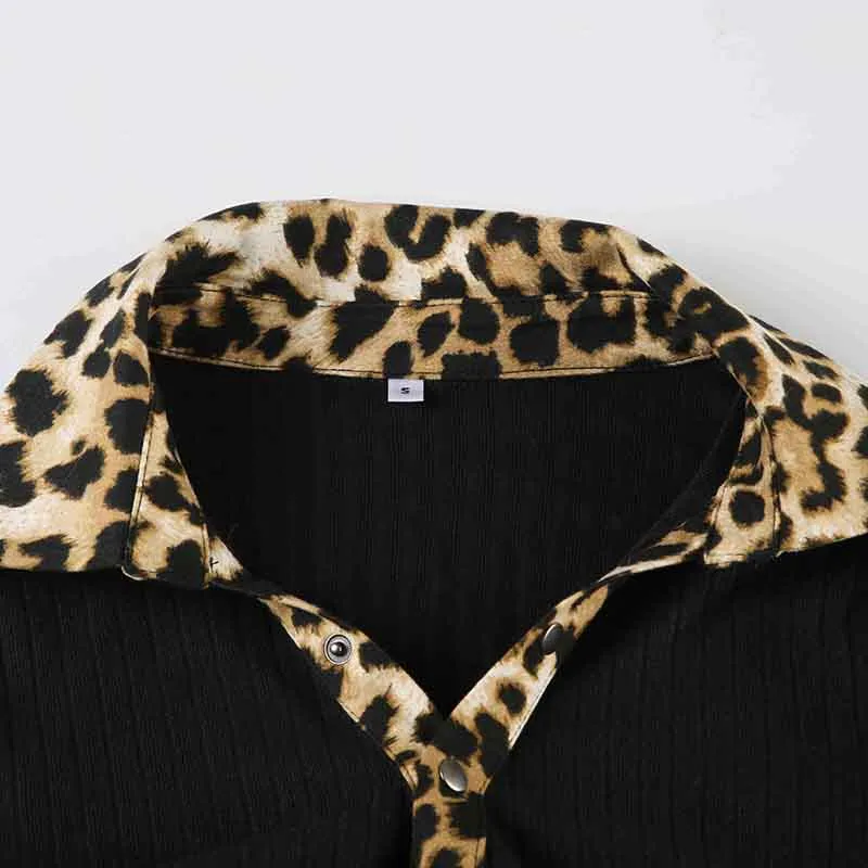 Mimi Leopard Trim Polo Top