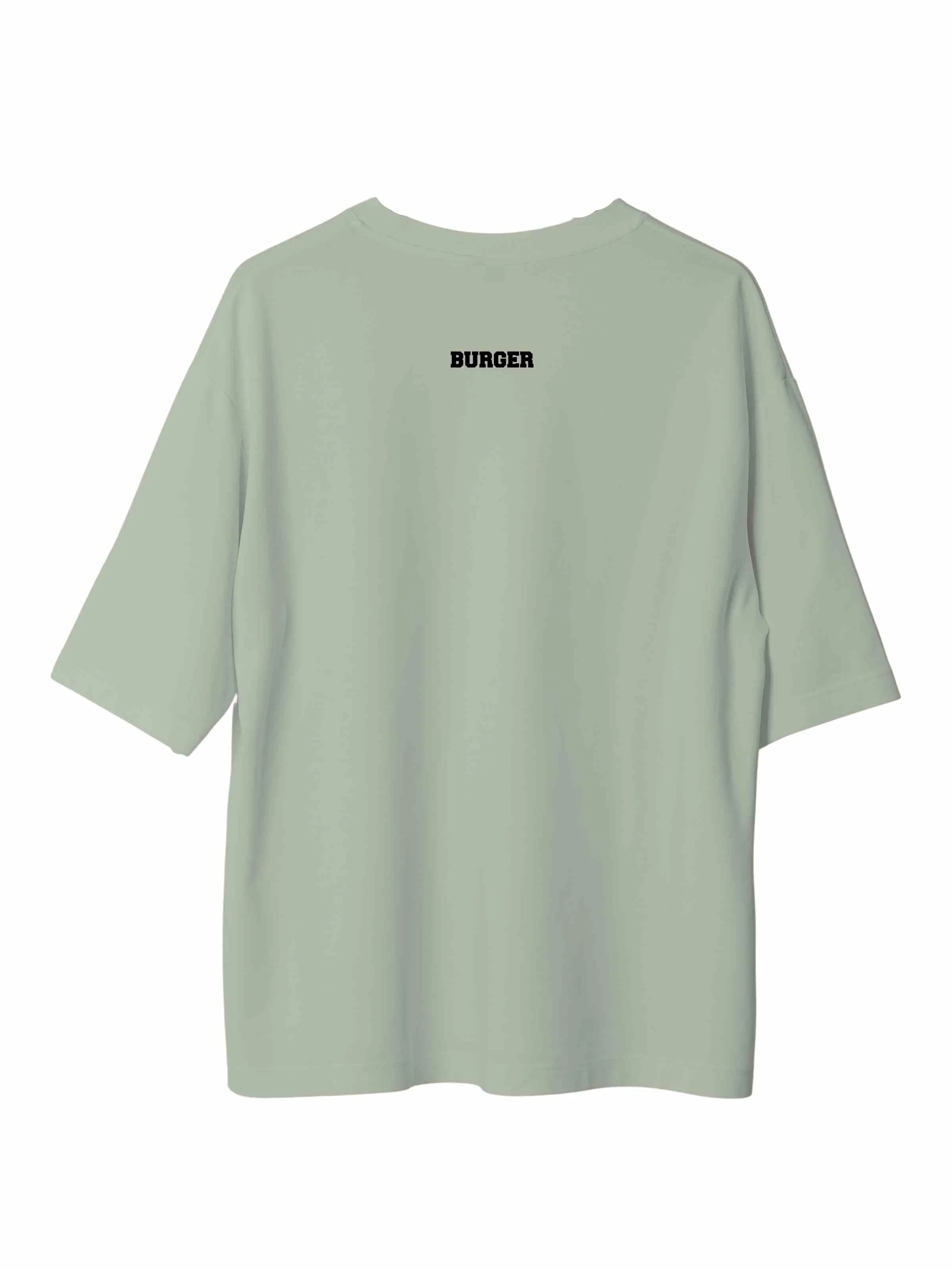 Minimal Burger Logo : Burger Bae Oversized  Tee For Men and Women