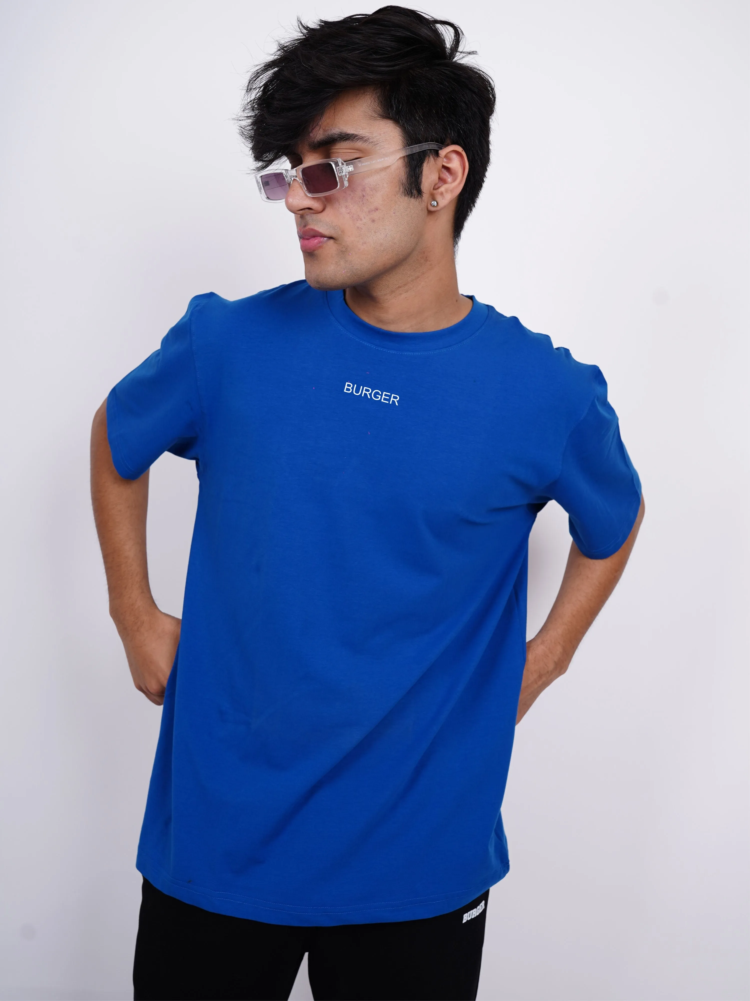 Minimal Burger Logo : Burger Bae Oversized  Tee For Men and Women