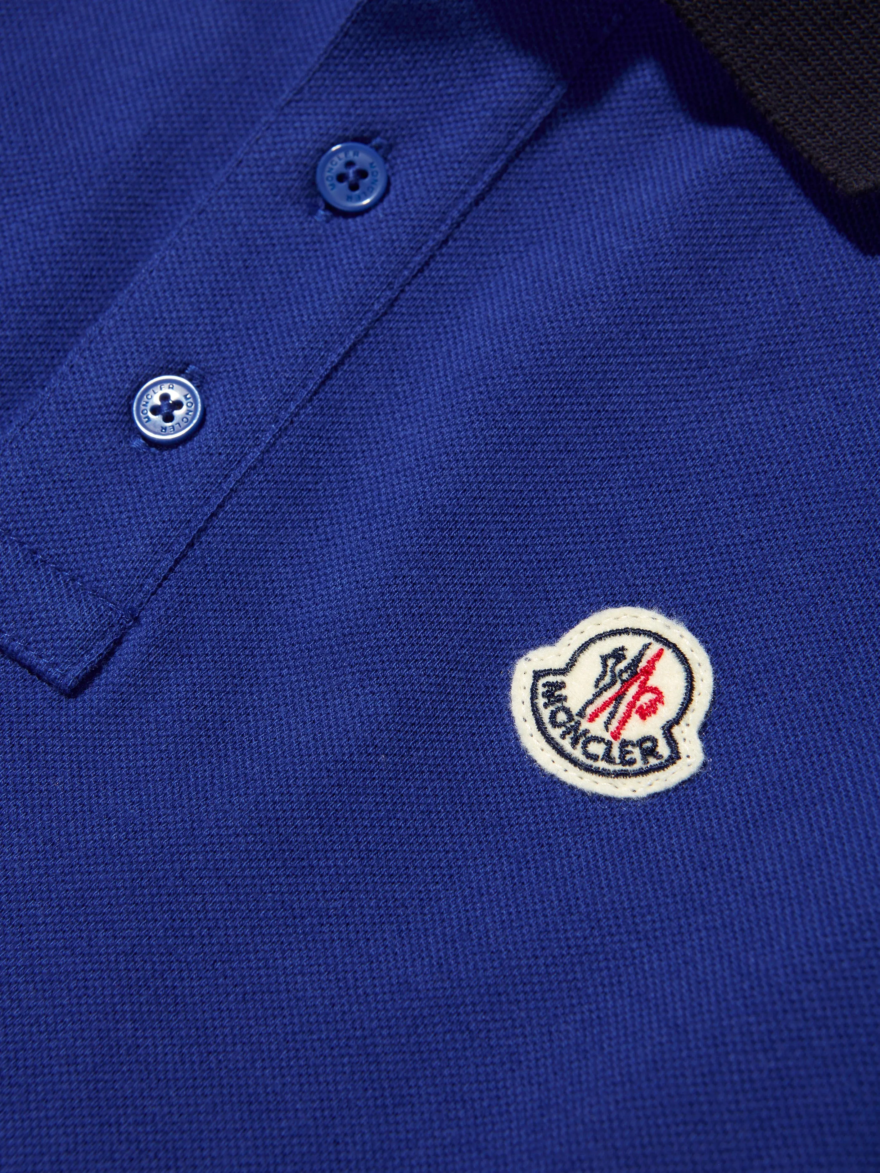 Moncler Enfant Boys Logo Polo Shirt in Blue