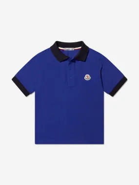 Moncler Enfant Boys Logo Polo Shirt in Blue
