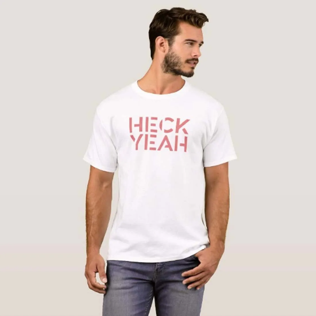 Nutcase Designer Round Neck Men's T-Shirt Wrinkle-Free Poly Cotton Tees - Heck Yeah Pink
