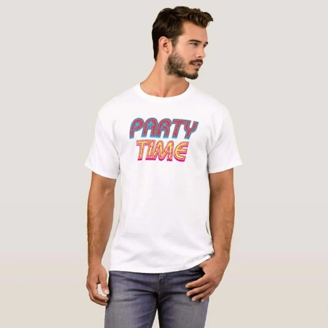 Nutcase Designer Round Neck Men's T-Shirt Wrinkle-Free Poly Cotton Tees - Party Time