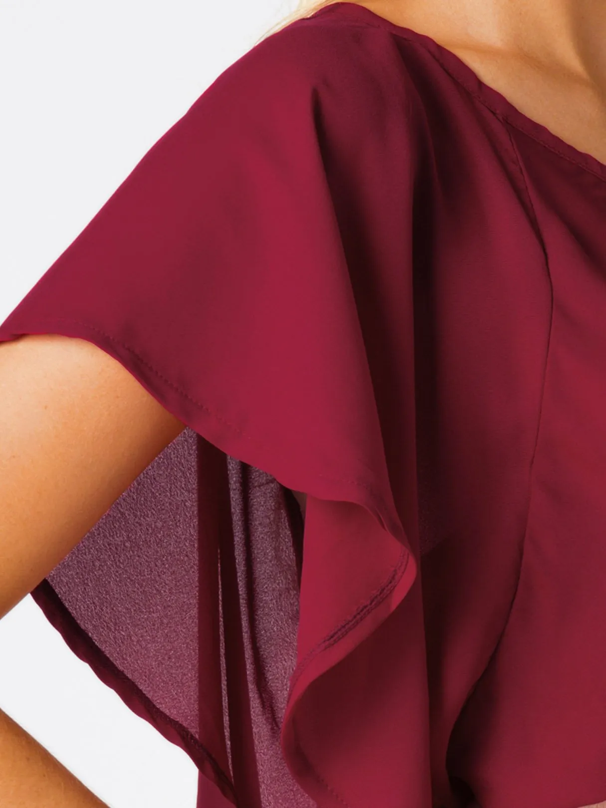 OEM ODM Round Neck Plain Lace-Up Cut Out Short Sleeve Burgundy T-Shirts