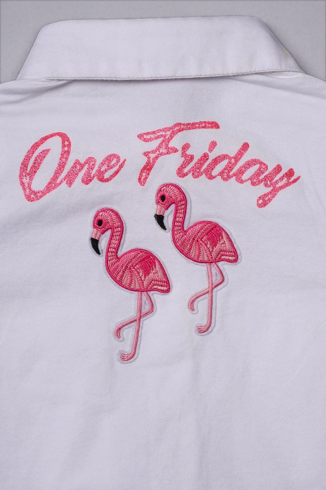 One Friday Kids Girls White Cotton Half Sleeves Top with Tie-up Knot
