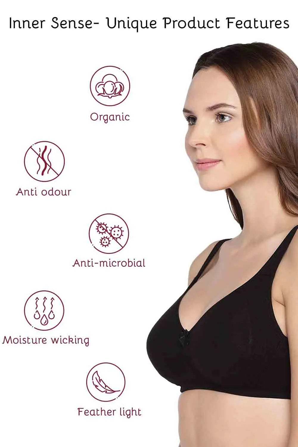 Organic Cotton  Antimicrobial  Seamless Side Support Bra (Pack of 2)-ISB057-Black_Pink Lace Print-