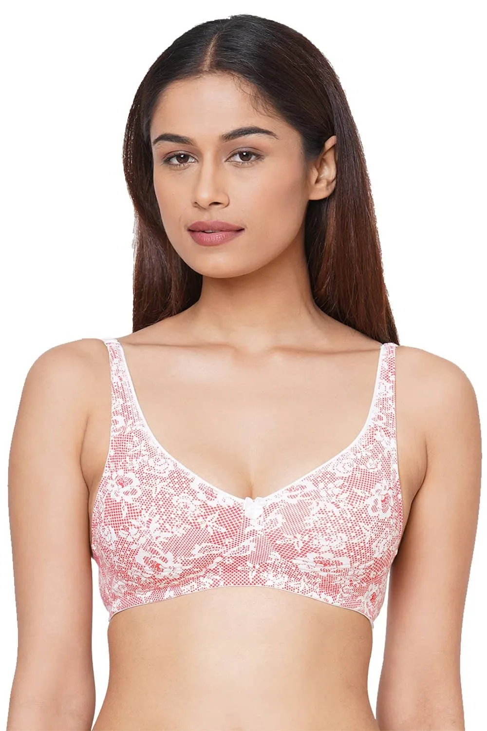 Organic Cotton  Antimicrobial  Seamless Side Support Bra (Pack of 2)-ISB057-Black_Pink Lace Print-