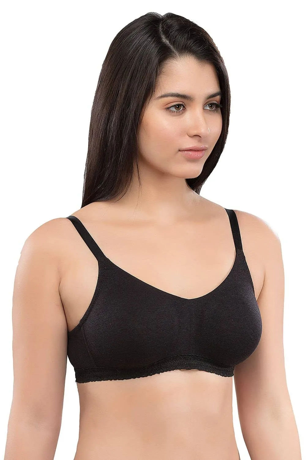 Organic Seamless Laced Bra (Pack of 3)-ISB054-Black_Black_Skin-