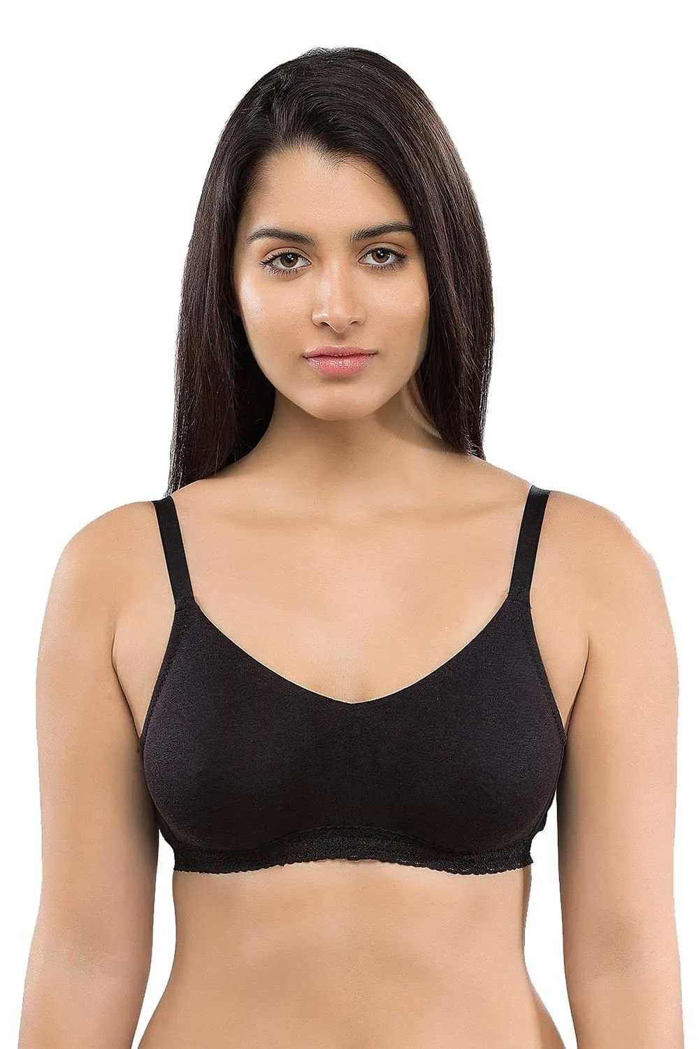 Organic Seamless Laced Bra (Pack of 3)-ISB054-Black_Black_Skin-