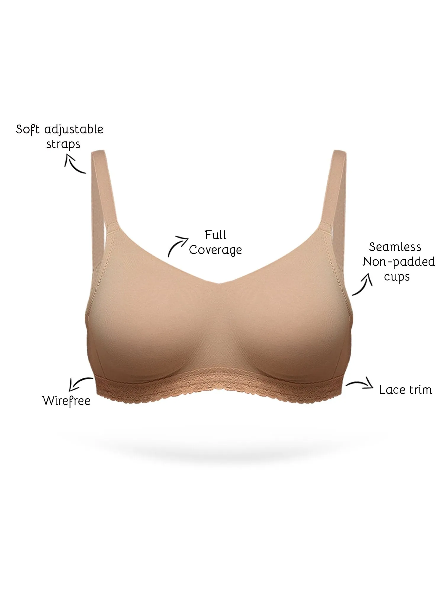 Organic Seamless Laced Bra (Pack of 3)-ISB054-Black_Black_Skin-