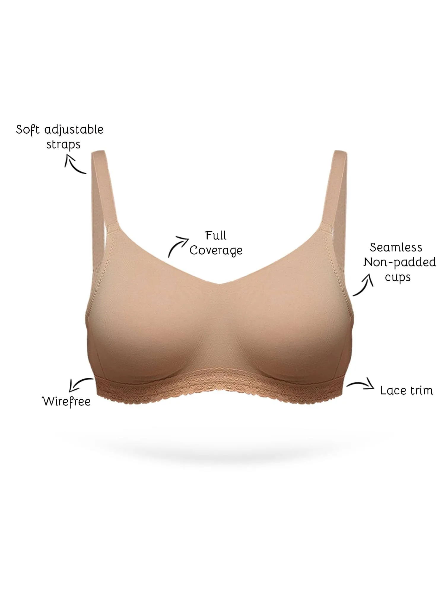 Organic Seamless Laced Bra (Pack of 3)-ISB054-M.White_M.White_Skin-