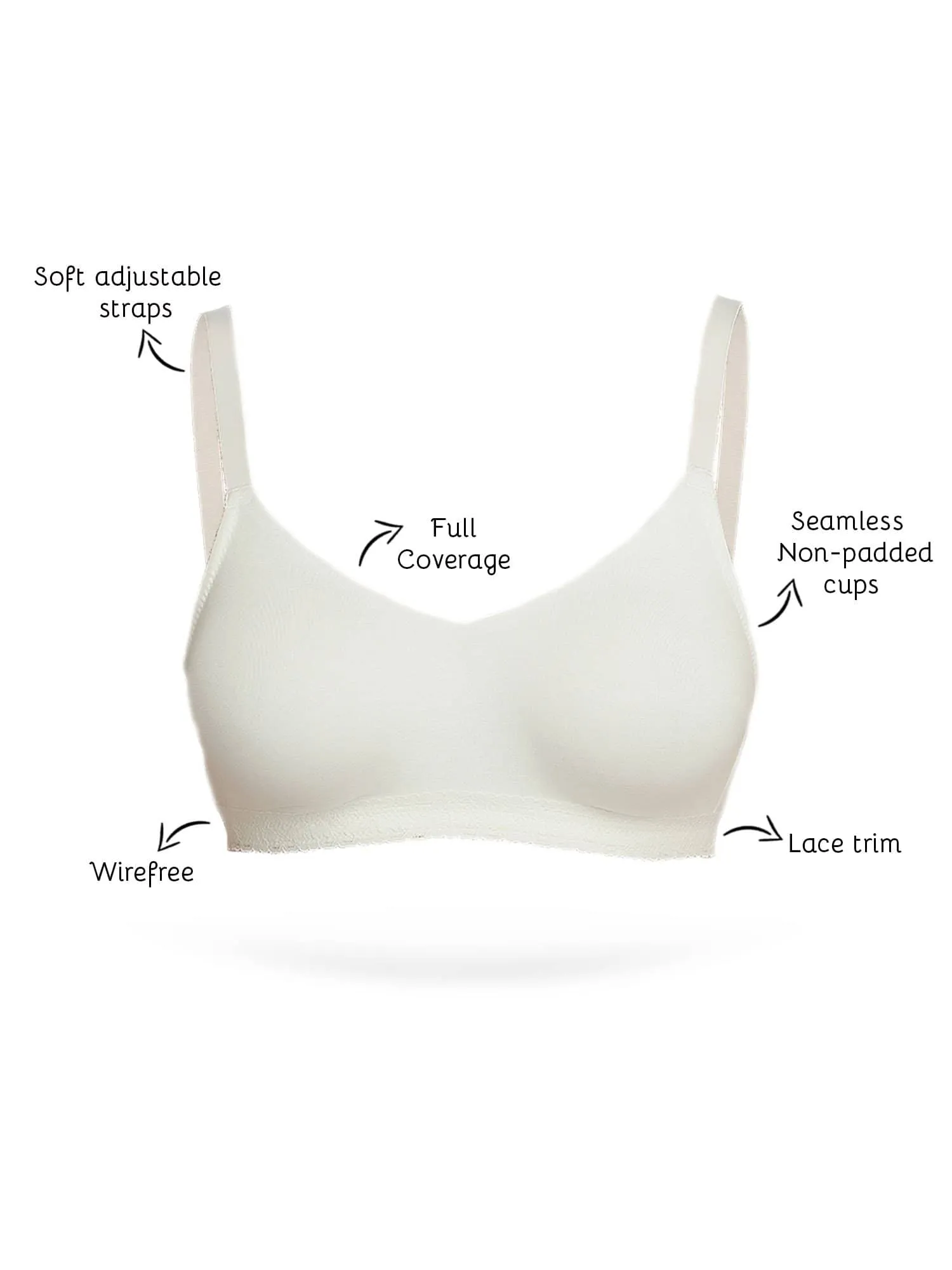 Organic Seamless Laced Bra (Pack of 3)-ISB054-M.White_M.White_Skin-