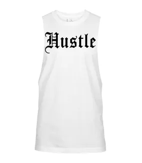 Oversized Hustle Cut Off Tank - White