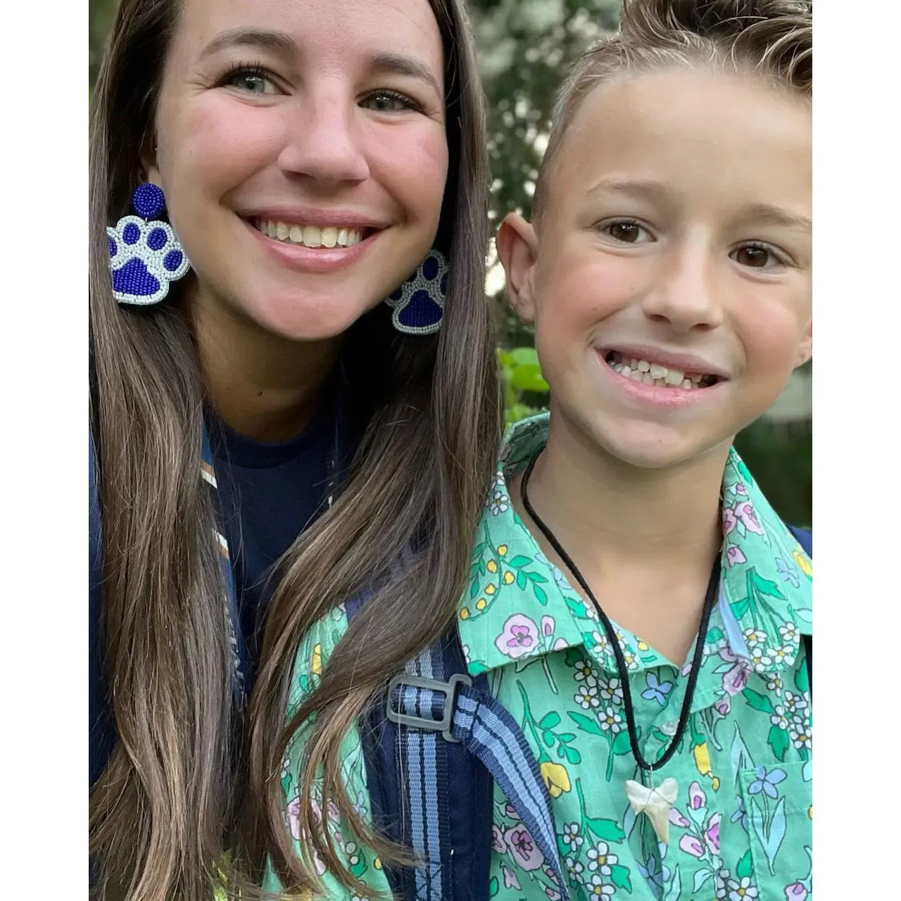 Paw Print Seed Beaded Earrings - Blue/White, Yellow/Purple, Black/Red S