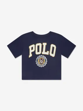 Ralph Lauren Girls Varsity Polo T-Shirt in Navy