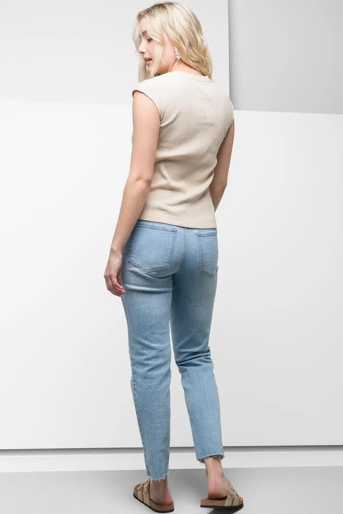 Rib Sleeveless Top Natural