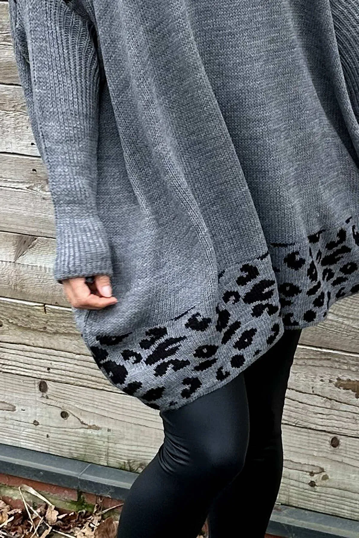 Robyn Leopard Knit Jumper Grey