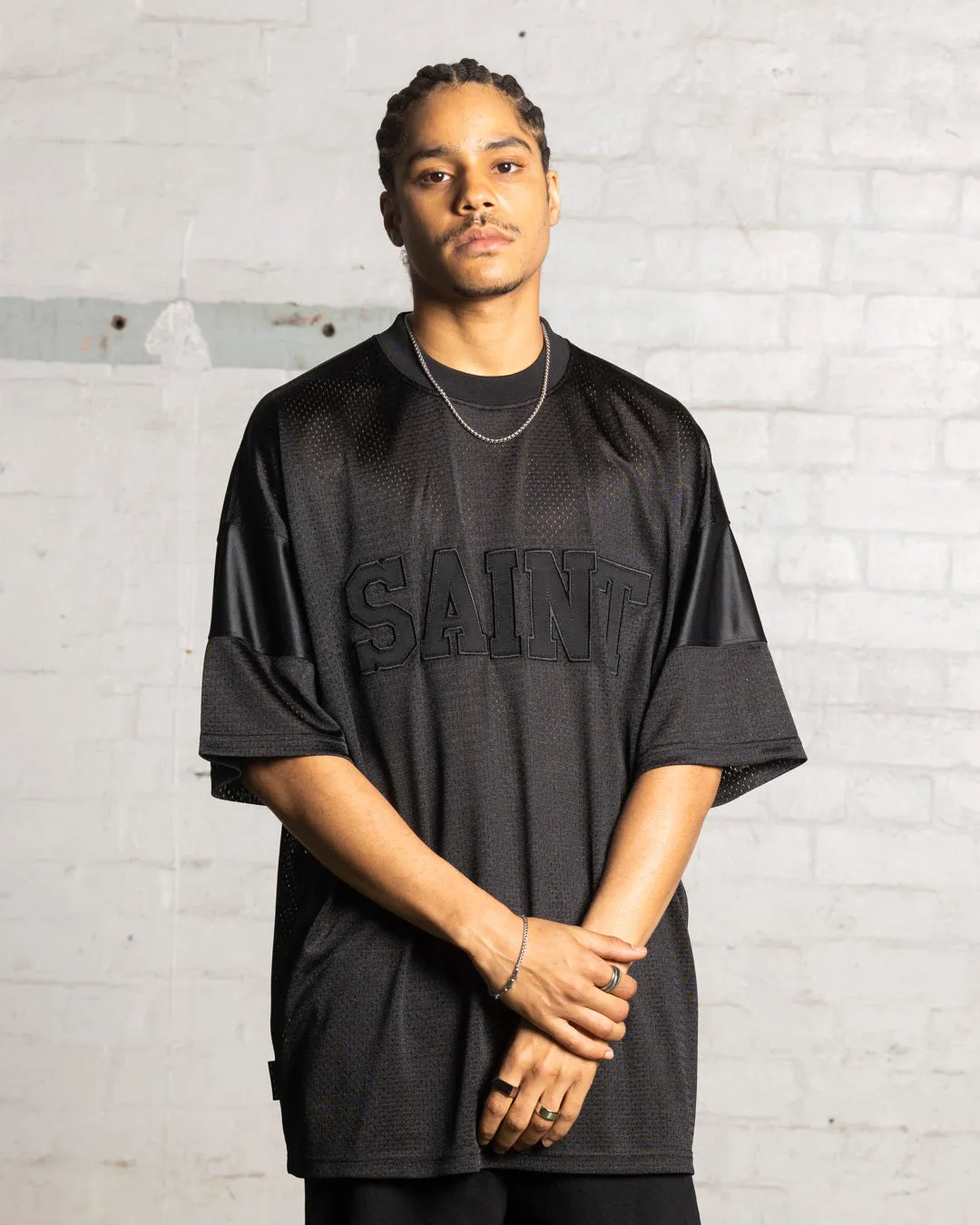 Saint Morta Union Mesh Boxy T-Shirt Black/Black