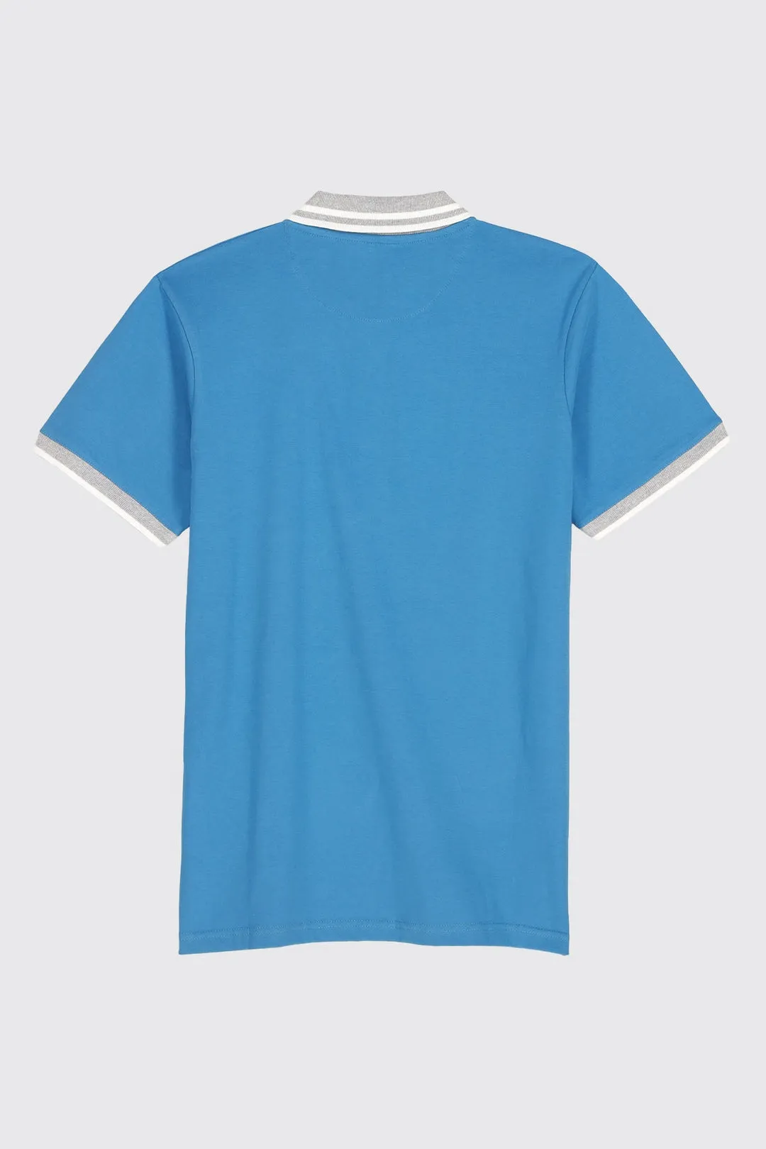 Saxony Blue Contrast Embroidered Polo Shirt (Plus Size) - A23 - MP0204P