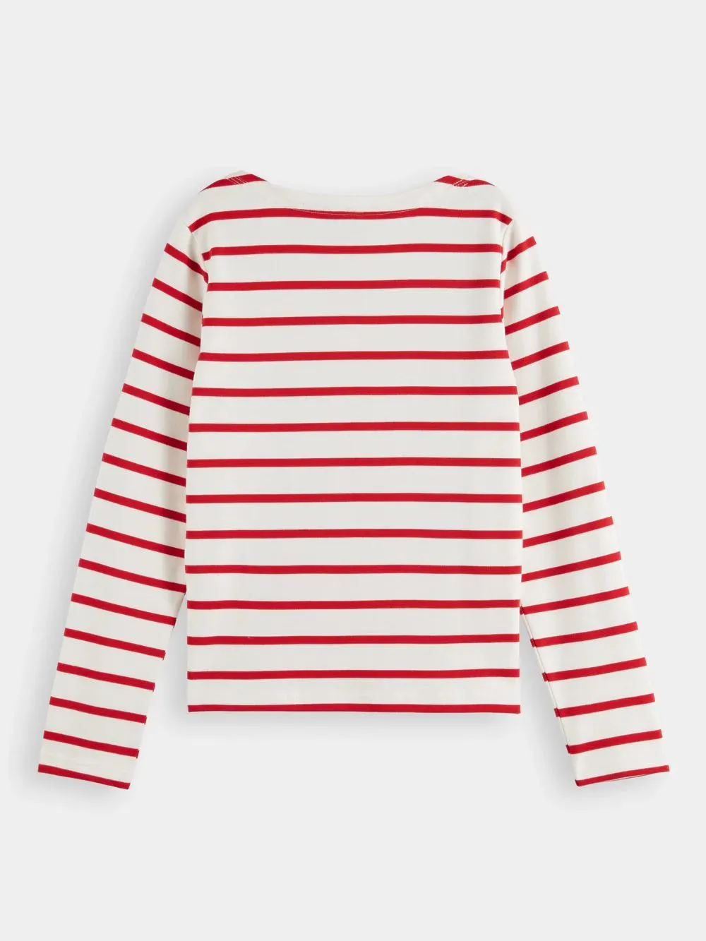 Scotch & Soda Breton Stripe Longsleeve T-shirt - Off White/Amp Red