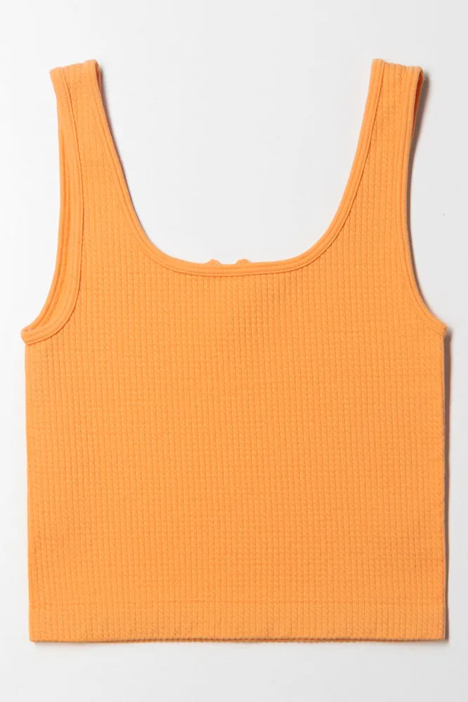 Seamless Textured Knotch Vest Orange