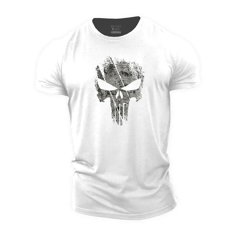 Skull Print Men's Workout T-shirts