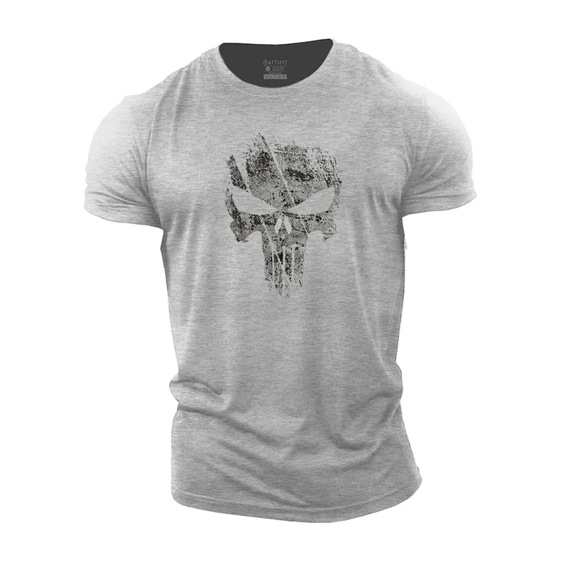 Skull Print Men's Workout T-shirts
