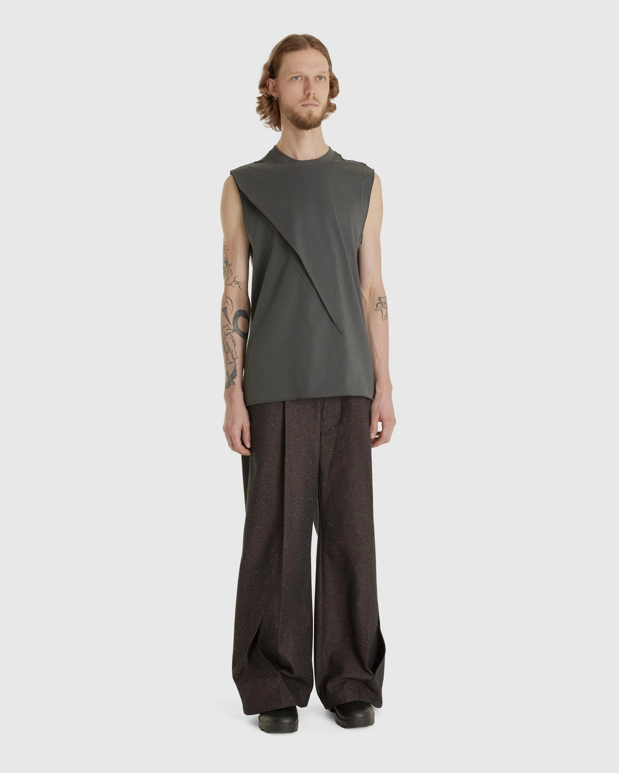 Slit Cut Sleeveless Tee