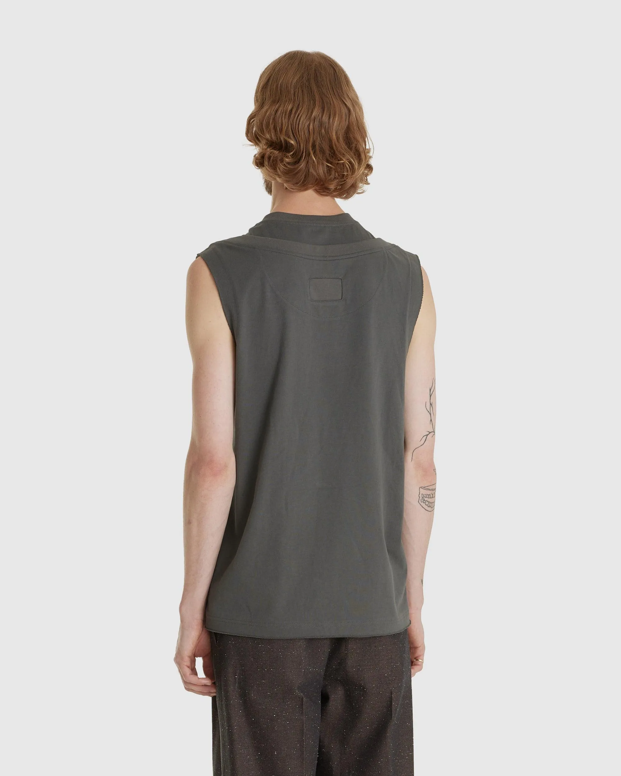 Slit Cut Sleeveless Tee