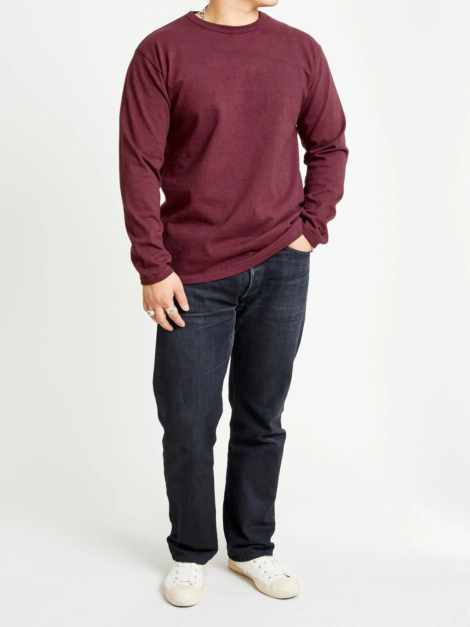 Stand Wheeler Heavyweight Longsleeve T-Shirt in Bordeaux