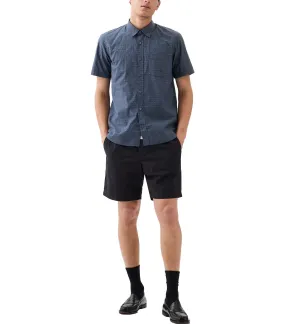 Stretch Poplin Shirt in Standard Fit Navy Micro Dot
