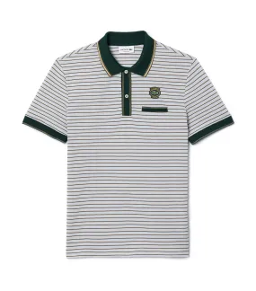 Striped Cotton Pique Heritage Badge Polo Shirt Phoenix Blue/Multicolor