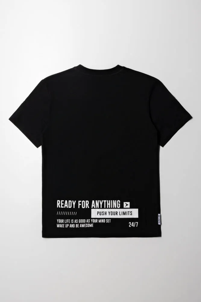 Style Pocket  Print T-Shirt Black