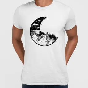 Surreal moon eclipse with forest and mountains T-shirts