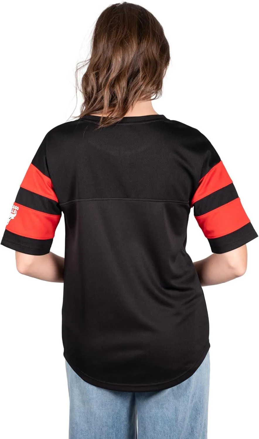 Ultra Game NBA Official Women's Super Soft Mesh Lace-up Jersey Shirt, Chicago Bulls, Black|Chicago Bulls
