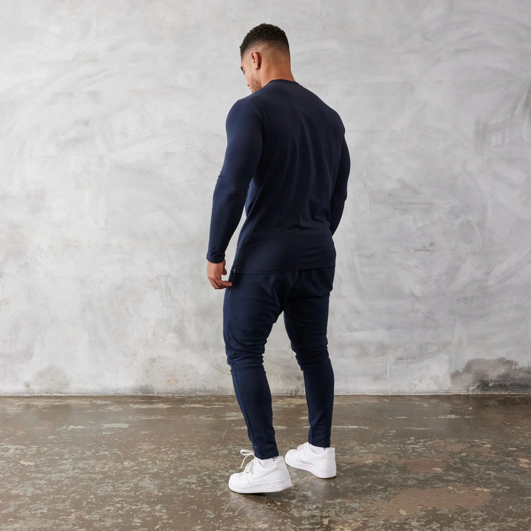 Vanquish Essential Navy Blue Slim Fit Long Sleeve T Shirt