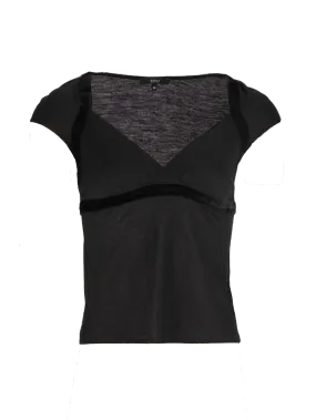 velvet-detail v-neck top