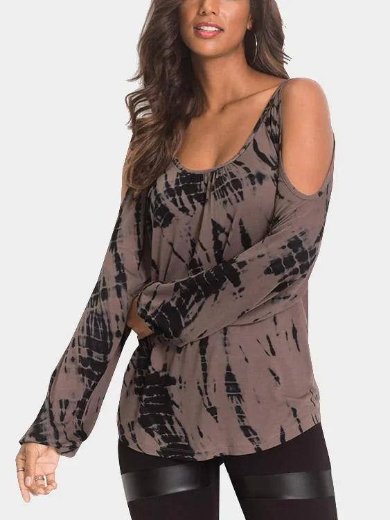 Wholesale Cold Shoulder Cut Out Long Sleeve Tee