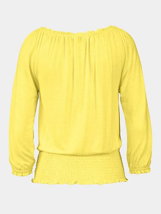Wholesale Off The Shoulder 3/4 Sleeve Length Plain T-Shirts
